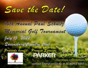 Save the Date postcard for the 10th Annual Paul Schultz Memorial Golf Tournament